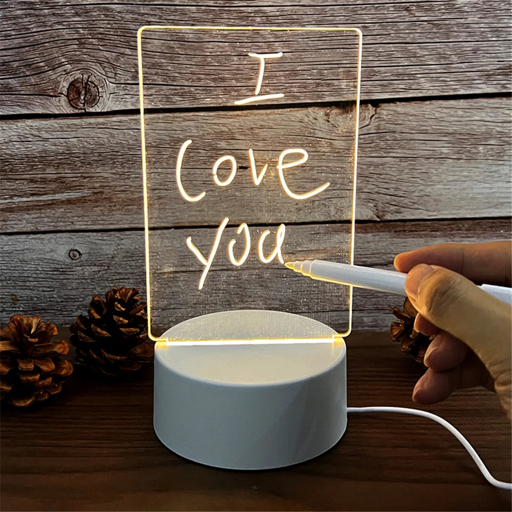 Note Board Creative Led Night Light USB Message Board Holiday Light With Pen Gift For Children Girlfriend Decoration Night Lamp - FlexlyShop.com 