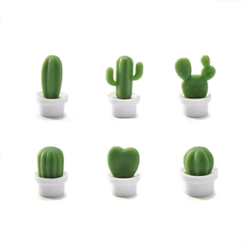 6pcs Cactus Magnetic Message Refrigerator Magnet Green Plant Potted Magnet Cactus Ball Three-dimensional Refrigerator Magnet - FlexlyShop.com 