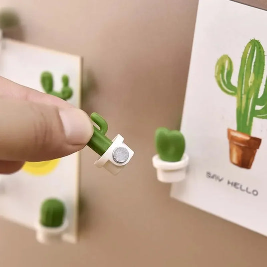 6pcs Cactus Magnetic Message Refrigerator Magnet Green Plant Potted Magnet Cactus Ball Three-dimensional Refrigerator Magnet - FlexlyShop.com 