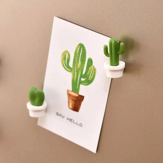 6pcs Cactus Magnetic Message Refrigerator Magnet Green Plant Potted Magnet Cactus Ball Three-dimensional Refrigerator Magnet - FlexlyShop.com 