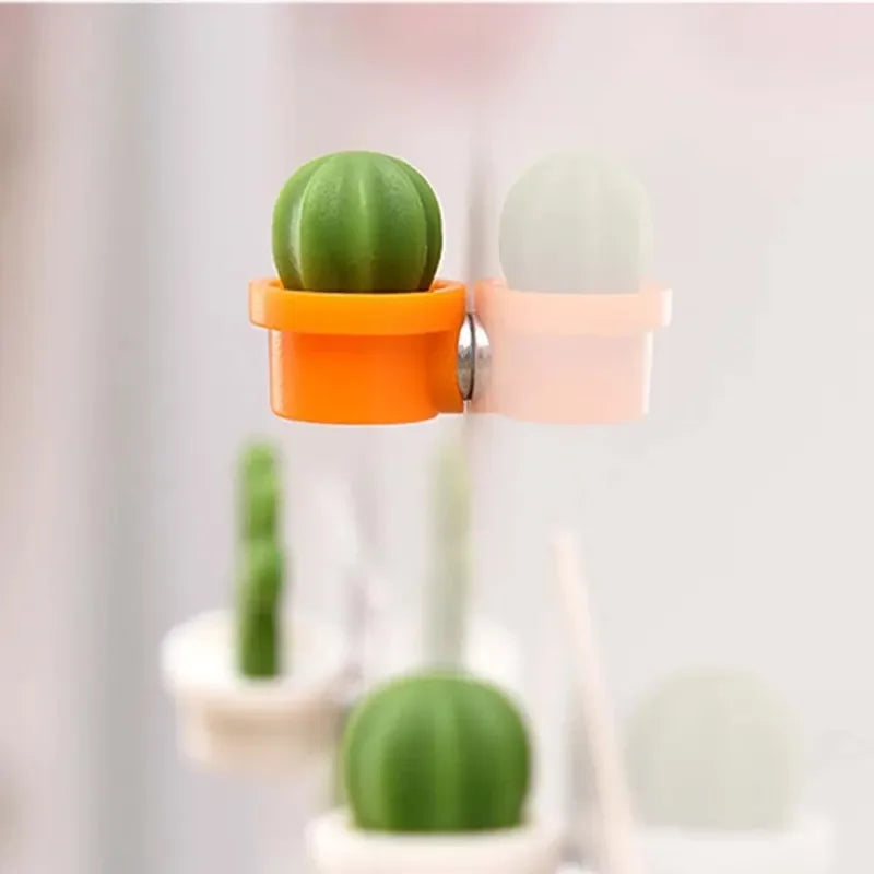 6pcs Cactus Magnetic Message Refrigerator Magnet Green Plant Potted Magnet Cactus Ball Three-dimensional Refrigerator Magnet - FlexlyShop.com 