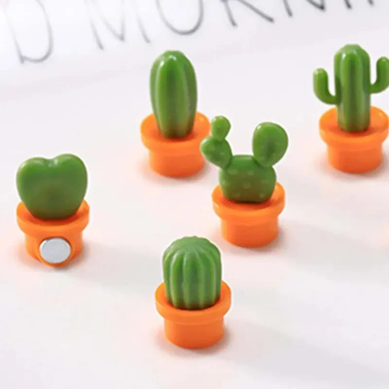 6pcs Cactus Magnetic Message Refrigerator Magnet Green Plant Potted Magnet Cactus Ball Three-dimensional Refrigerator Magnet - FlexlyShop.com 